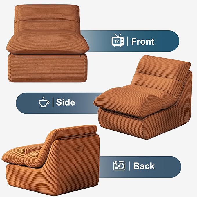 Misolant Bean Bag Chairs，Big Corduroy Fabric Sofa Bean Bag Chair for Adults and Teens with High-Resilience Sponge, Non-Slip Base Floor Lounge Sofa for Home, Living Room, Bedroom, Gaming Brown