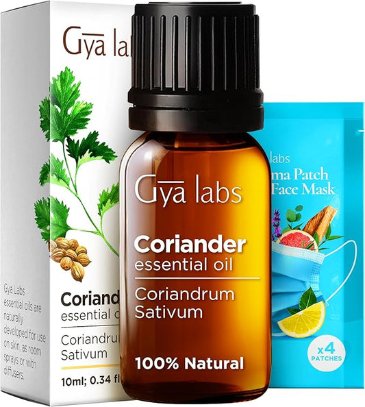 Gya Labs Coriander Essential Oil for Diffuser - 0.34 Fl Oz - 100% Pure Natural Coriander Oil for Skin, Aromatherapy, Skincare Massages & Candle Making Scent