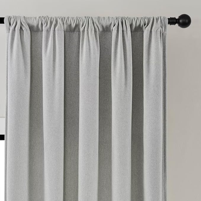 Joydeco Light Filtering Curtains 84 Inch Length for Bedroom, Faux Linen Curtains 84 Inches Long for Living Room, Pinch Pleat Curtains for Living Room 84 Inch Length(52x84 inch, Greyish White)