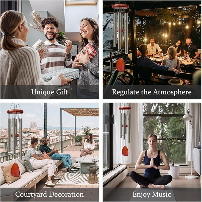 28" Wind Chime for Mothers Day, Decorative Wind Chimes for Outside, Memorial Windchimes Remembrance Gift for Women Mom Grandma, Metal Wind Chimes Outdoor Decor for Garden Patio Zen(Copper)