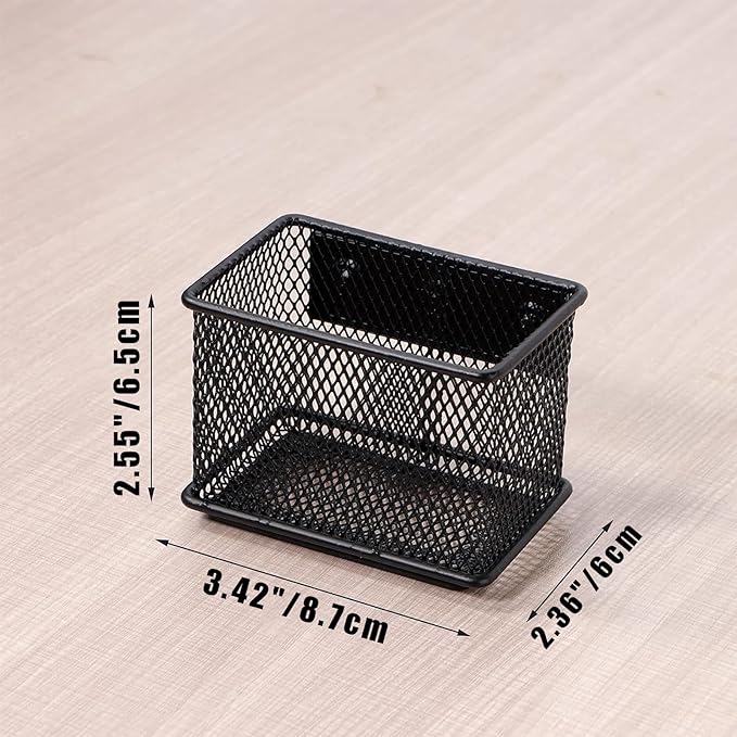 Black Basket Set of 4, Magnetic Pen Holder for Refrigerator, Heavy Duty Baskets, Holder for Locker Whiteboard Office, 3.42'' 2.36'' 2.55''