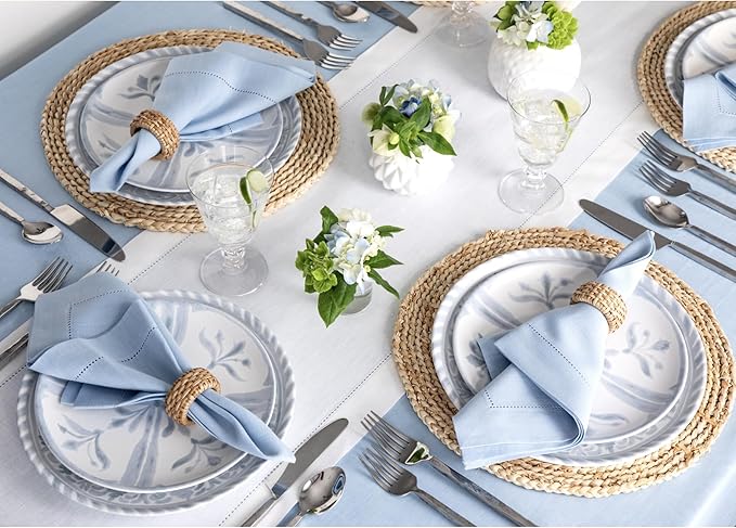 Solino Home Linen White Table Runner 36 Inches - Classic Hemstitch, 100% Pure Linen Coffee Table Runner 14 x 36 Inch Ideal for Dresser Tables - Fall, Autumn, Halloween, Thanksgiving