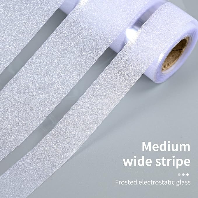 Window Privacy Film, Stripe Window, Film Static Cling, Anti UV, Heat Control, Ideal for Home Shower Office Glass Door (Stripes Pattern, 17.5X78.7Inch)