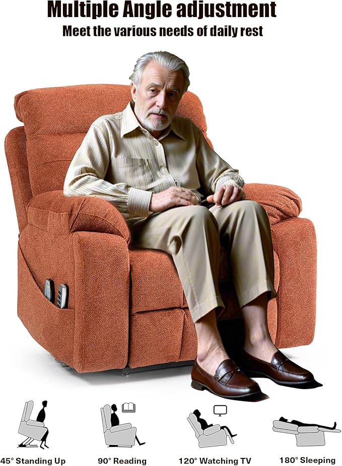 Oversized Lazy Boy Recliner Chair, 4 Motor Recliner with Power Headrest and Lumbar, Nursing Lift Chair with Vibrating Massage and Heated Seat