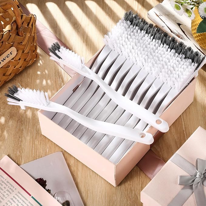 Yinkin 12 Pcs Kitchen Scrub Brush Bulk Sink Bathroom Edge Corner Cleaning Brush Right Angle Mini for Grout Household Dishwasher Tile Lines Window Track Deep Cleaning with Stiff Bristles
