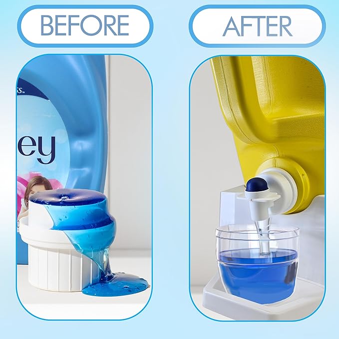 TidyFriend Laundry Detergent Dispenser with Tray & Strap, Laundry Soap Dispenser with Non-Slip Rubber Feet for Washing Room Organization, Easy Pour (White)