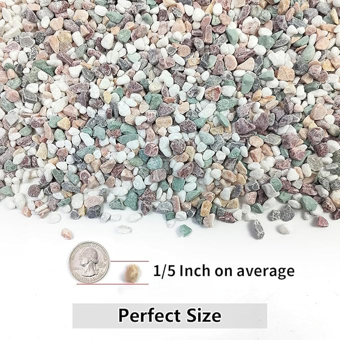 2LB Succulent and Cactus Gravel Pebbles, 1/5 Inch Natural Decorative Polished Stones, River Rocks for Vases Gardening Indoor and Outdoor Decorative Rocks, Colorful