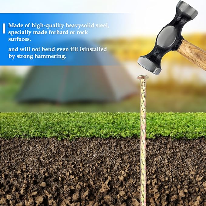 80 PCS 6 Inch Spiral Metal Galvanized Landscape Spikes, Galvanized Non-Rust Metal Garden Stakes, Garden Nails for Artificial Turf, Weed Barrier, Tent, Carpentry and More, by GENHAKON.