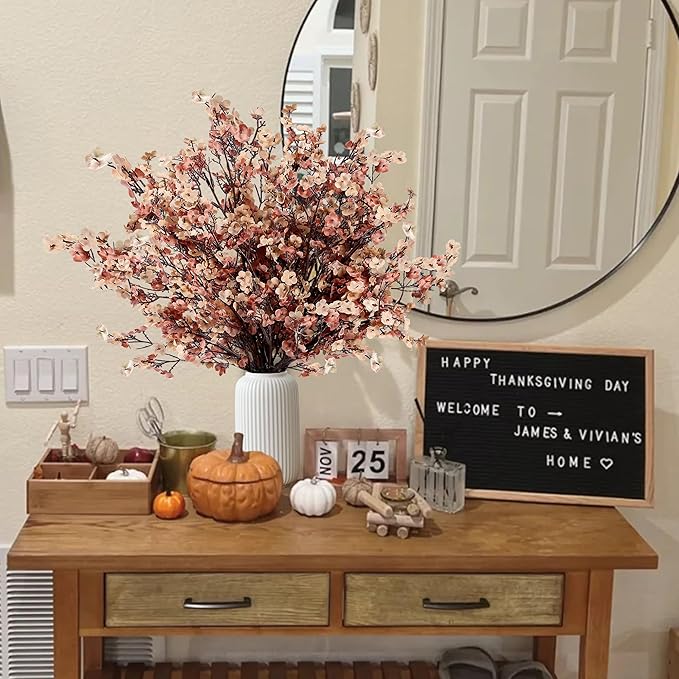 Sggvecsy 15 Pcs Babys Breath Artificial Flowers Gypsophila Bouquets Bulk Real Touch Fake Silk Flowers for Home DIY Floral Arrangement Table Centerpiece Fall Thanksgiving Autumn Decoration (Mixed)
