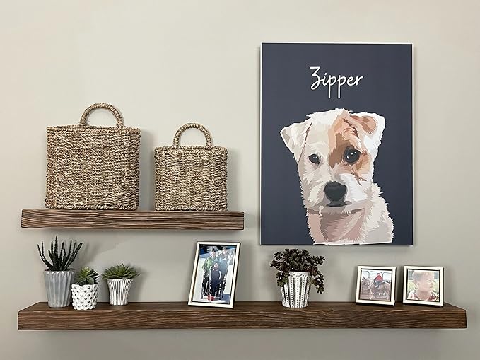 joelsantiques - 18 Inch Wooden Floating Shelves for Wall - 18x6x2 in - Made of Natural Wood - Short Heavy Duty Rustic Wall Shelves for Bedroom - Perfect for Bathroom, Kitchen - Medium Brown