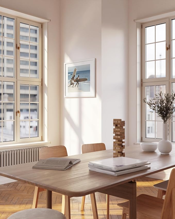 HAUS AND HUES 20x20 White Metal Picture Frame Matted to 16x16 - Features Premium Aluminum & Hanging Hardware, Shatterproof Plexiglass - Ideal for Home, Room, Office (20x20 in, White, Set of 1)