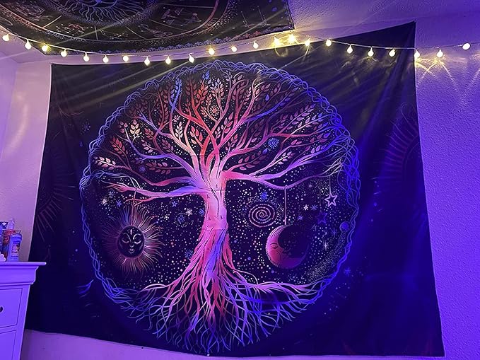 FORATER Tree of Life Tapestry Wall Hanging Colorful Life Tree Tapestries Aesthetic Sun and Moon Galaxy Wall Tapestry for Bedroom Living Room Dorm(36 x 48 Inch, Multicolor)