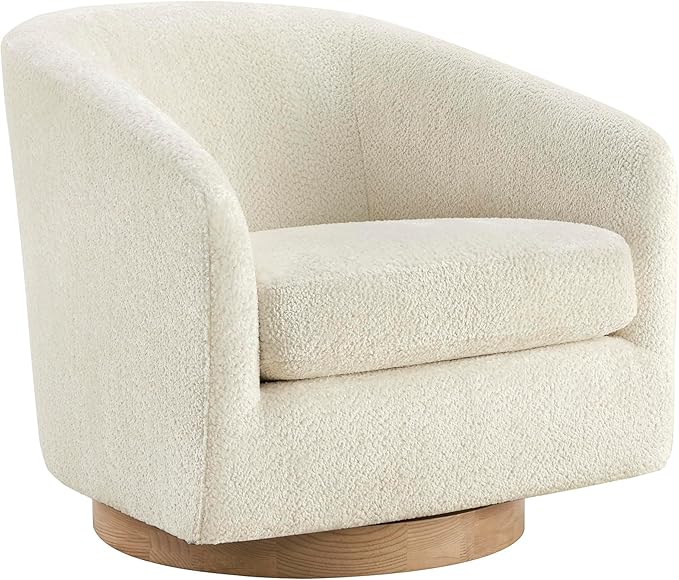 CHITA Swivel Accent Chair Set of 2, FSC Certified Upholstered Fabric Barrel Chair for Living Room, Fully Assembled, Cream