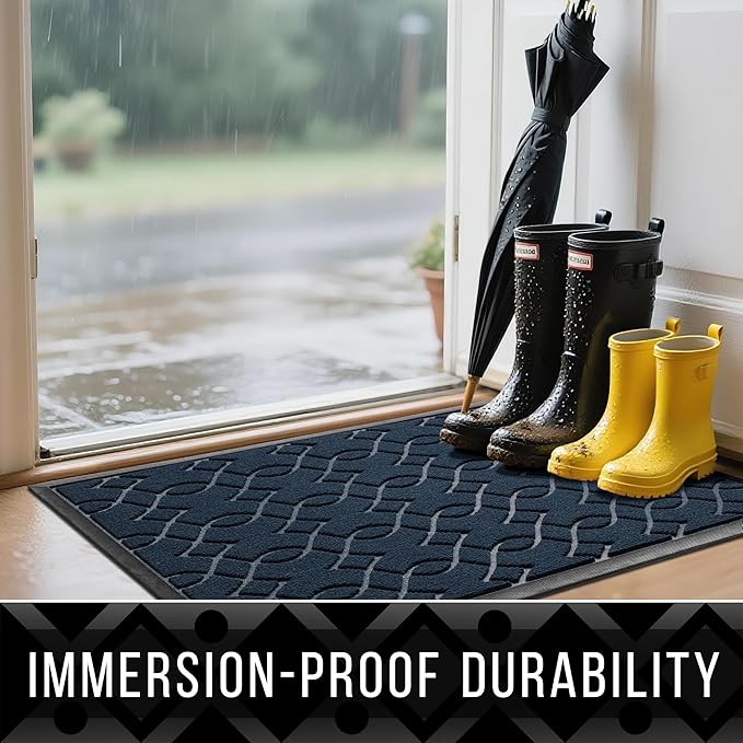Yimobra Outdoor Mats for Front Door, All-Season Waterproof Door Mat Outside Entrance, All Weather Non-Slip Doormat, Stain and Fade Resistant, Easy Clean Patio Porch Indoor Entryway Mat, 36x24, Blue