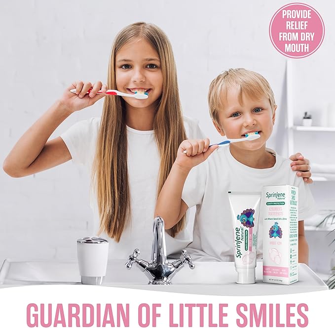 SprinJene Natural Kids Toothpaste, Bubblegum | Natural Children’s Toothpaste for Cavity Protection | Fluoride Toothpaste for Toddlers | 2 Pack