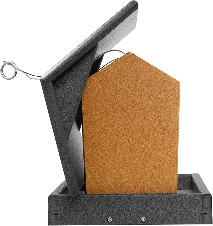 Poly Hanging Hopper Bird Feeder, Large Hanging Bird Feeder for Outside, Outdoors - Amish American Made (Black & Cedar)