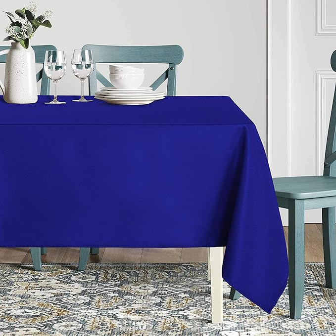 sancua Rectangle Tablecloth - 60 x 84 Inch - Stain and Wrinkle Resistant Washable Polyester Table Cloth, Decorative Fabric Table Cover for Dining Tables, Buffet Parties and Camping, Blue
