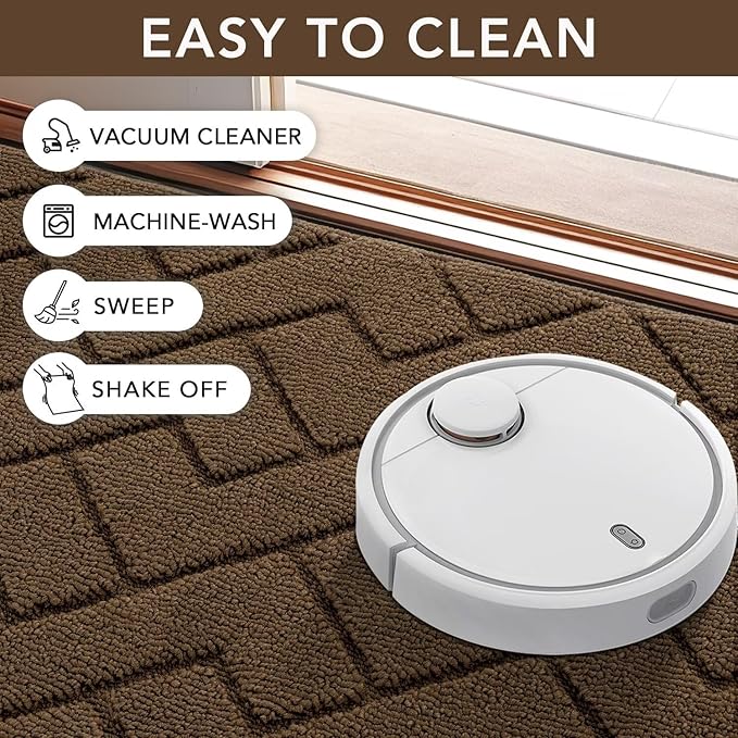 hicorfe Indoor Doormat,Front Back Door Mat Rubber Backing Non Slip Door Mats 47"x71" Absorbent Resist Dirt Entrance Doormat Inside Floor Mats for Entryway Washable Low-Profile(Dark Brown)