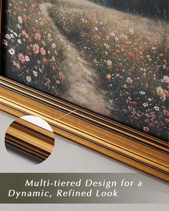 HUARCEY Gold Framed Vintage Wall Art for Living Room, Landscape Painting Prints Shelf Decor for Kitchen, Aesthetic Bedroom Wall Art, Christmas Gifts for Friends or Family (Sea or Sky - 12"x16")