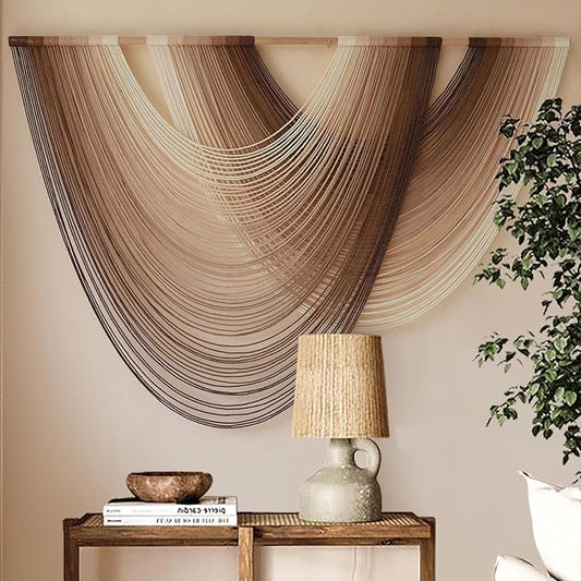 Macrame Wall Hanging Dip-Dye Boho Home Decor Fiber Wall Art Craftsmanship Bedroom Livingroom 57" W x 39" L