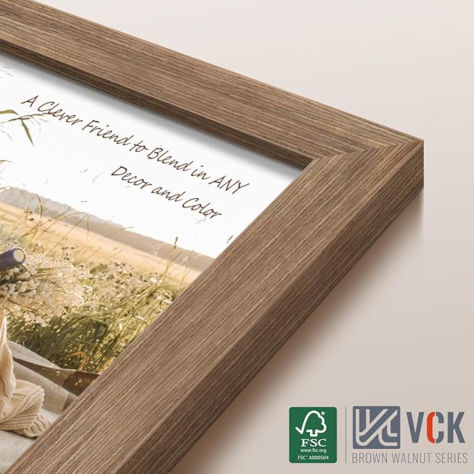 VCK 24x30 Poster Frame 3 Pack, Brown Walnut Wood Picture Frame, Exclusive Wood Grain, Wall Mounting Hanging