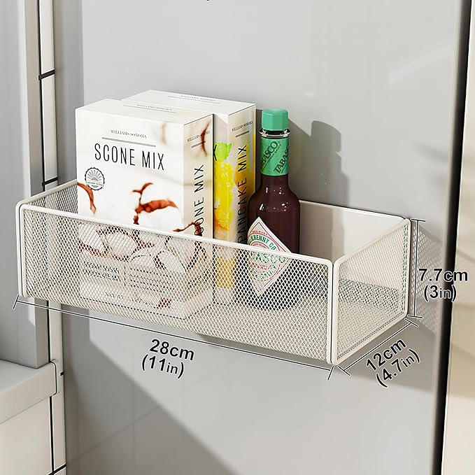 Magnetic Basket Organizer Holder for Fridge Magnetic Storage Bin Box Containers for Refrigerator Whiteboard Classroom (Large, Black)