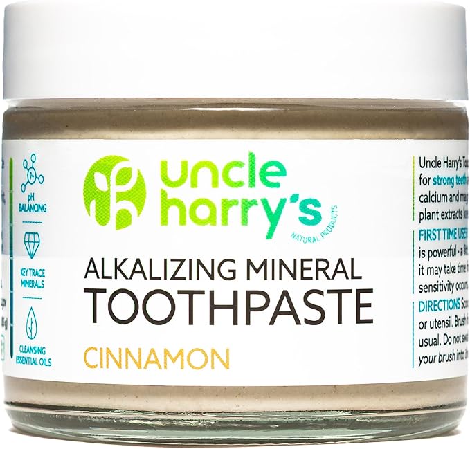 Uncle Harry's Pack of 2 Cinnamon Remineralizing Toothpaste | Natural Whitening Tooth Paste Freshens Breath & Promotes Enamel | Vegan Fluoride Free Toothpaste (2 Pack of 3oz Jars)