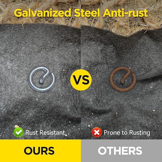 Landscape Fabric Pins, Thickened 8 Gauge Circle Top Landscape Pins, Not Easy to Bend 6 inch Galvanized Landscape Fabric Stakes, More Holding Power Than U-Shape Garden Staples (40)