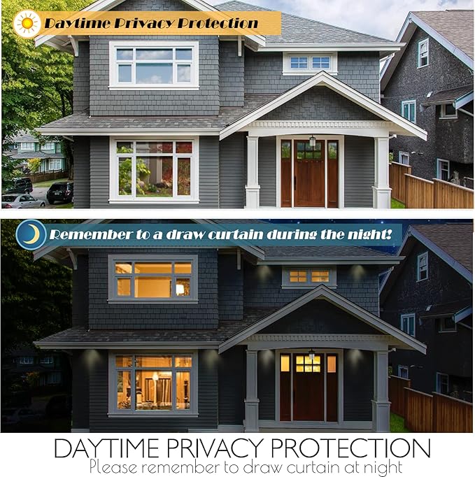 HIDBEA One Way Privacy Window Film, Daytime Mirror Reflective Heat Control UV Sun Blocking Non-Adhesive Static Cling Window Tint for Home and Office(Silver, 41.3 Inch x 6.5 Feet)