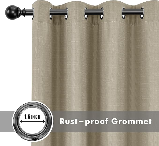 HolidayIdeas 6 Panels Linen Outdoor Curtains for Patio Waterproof Taupe Outside Curtains 54"x95"-Indoor/Outdoor Gazebo Curtains Weighted Weatherproof, Privacy for Pergola, Porch, Cabana, Backyard