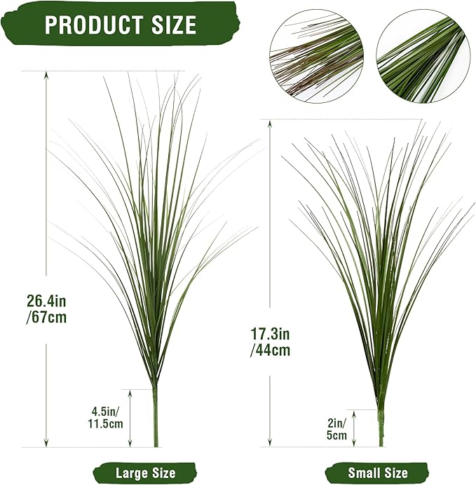 6PCS Fake Plants Artificial Wheat Grass Greenery Plastic Plants Fake Grass Artificial Plants for Outdoor Decor Artificial Grass Plant with Greenery Stems for Indoor Home Decoration 26.4"