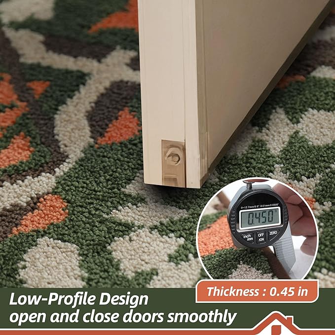 BEQHAUSE Dirt Trapper Door Mat 32" x 48", Non-Slip Entryway Rugs Washable, Floor Mat Stain Resistant and Absorbent Welcome Mat for Front Back Door, Muddy Wet Shoes & Paws, Boho Geometric Floral