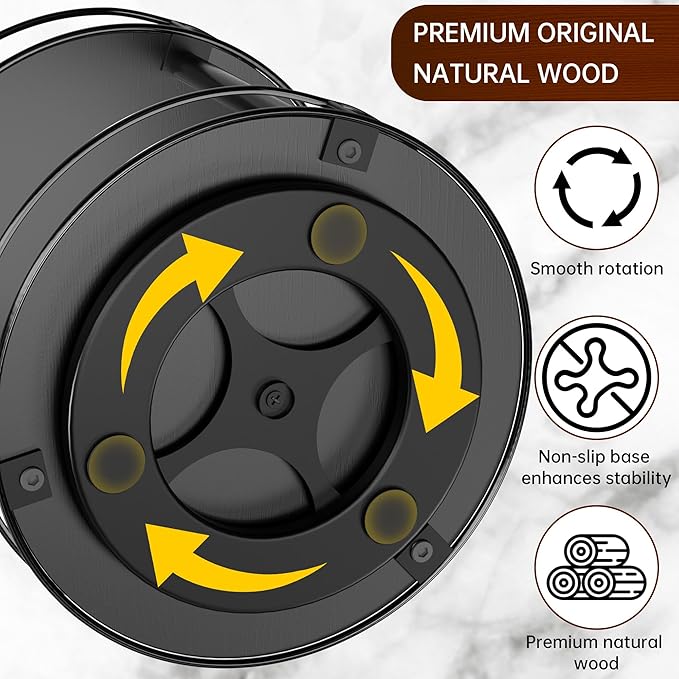 Lazy Susan Organizer 2 Tier - 9.2" Turntable Spice Rack for Table Top, Wooden Rotating Lazy Susan for Cabinet Pantry Kitchen Countertop Dining Table Cupboard Bathroom Vanity Storage(Black)
