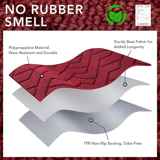 hicorfe Front Door Mat Outside Entrance,24"x35" Absorbent Muddy Dirt Resist Welcome Door Mats Outdoor Indoor,Stain and Fade Resistant,Non Slip Backing Entry Mat Doormat for Entryway (Red)