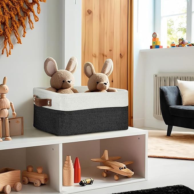 DECOMOMO Small Storage Basket, Closet Storage Bins, Baskets for Organizing Shelves (Black & White, Small - 6 Pack)