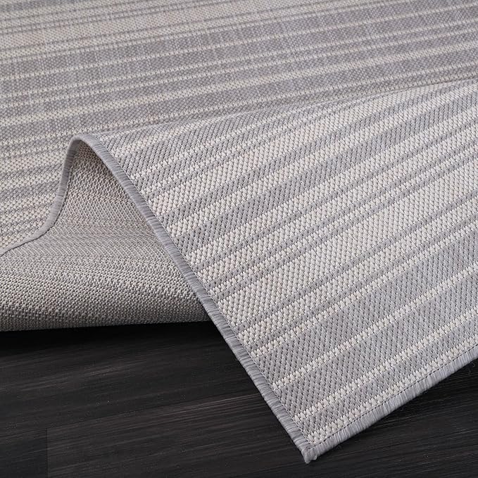 Stripe Outdoor Rug 5x7 Washable Outside Carpet for Indoor Patio Porch Waterproof Easy Cleaning Non Shedding Area Rugs Gray 5 x 7