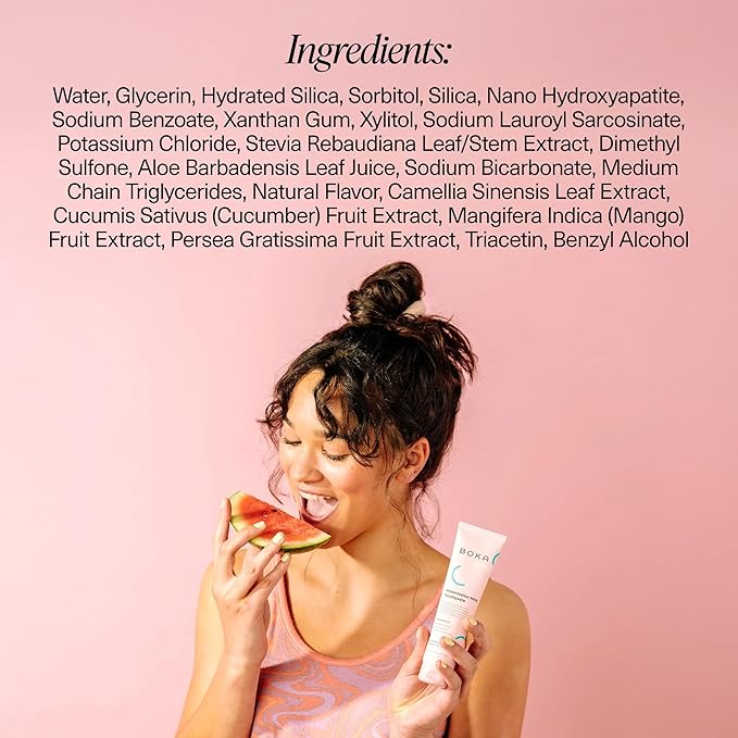 Boka Fluoride Free Toothpaste Nano Hydroxyapatite Toothpaste - Ela Mint, Orange Cream, Watermelon Mint Flavor, 4 oz 3Pk US Manufactured