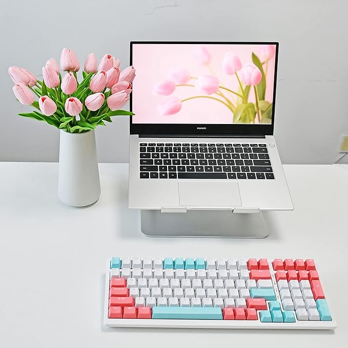 Mandy's Artificial Tulips 20 Stems Light Pink PU Faux Flowers for Wedding Home Decor 13.5 Inch