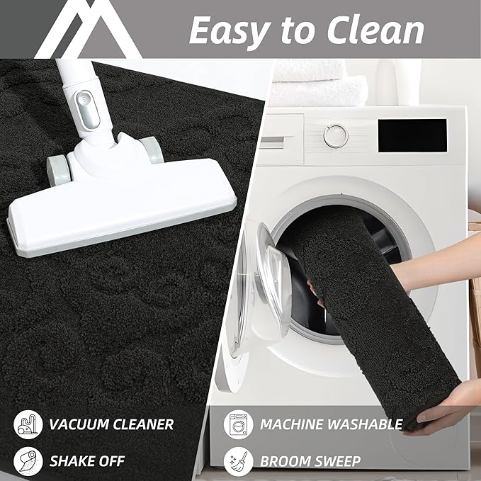 COSY HOMEER-Door-Mat-Non-Slip-Entryway-Rug 24”x36” Absorbent Welcome Mats Washable Dirt Trapper Door Mat Entrance Floor Mats for Front Back Doormats and Wet Shoes,Black