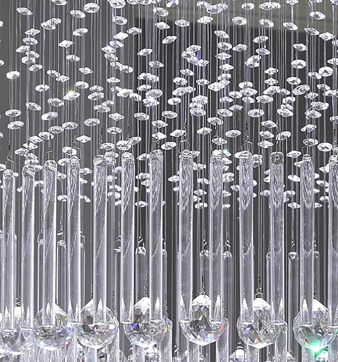 Flashing God D32 x H79'' Modern Crystal Chandelier for High Ceiling Large Foyer Chandeliers Large Raindrop Chandelier for Foyer Living Room Entryway Staircase Villa
