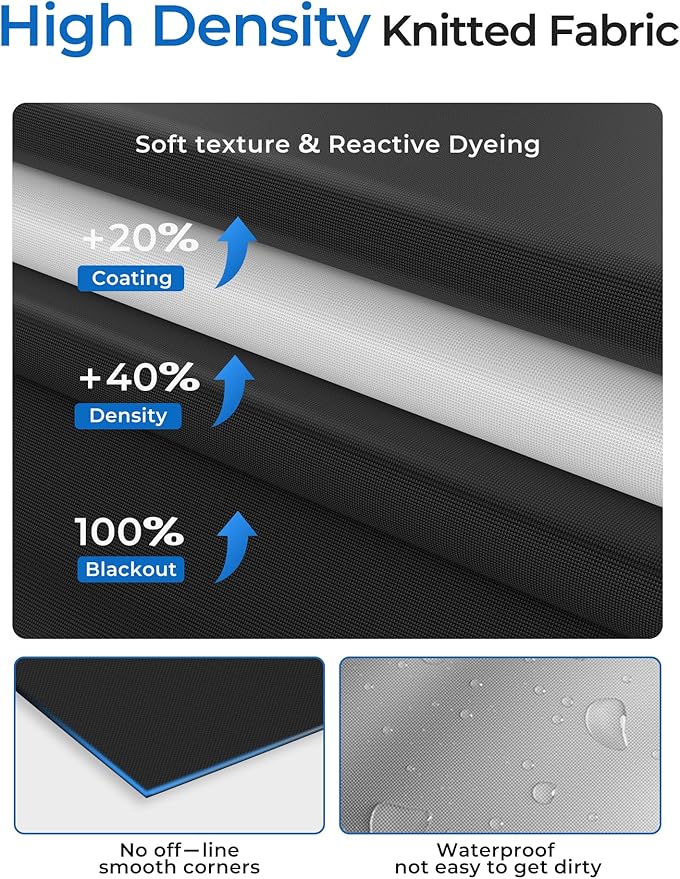 Sumobaby Blackout Curtains for Bedroom Portable 126”x59”Black Out Window Cover with Heat-Resistant Hook&Loop Tape,100%Blackout Shades,NoDrill Blinds for Windows DIY Cut Fit for Nursery&Dorm Room,Black