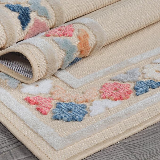 Beverly Rug Outdoor Rug 4x6 Modern Bordered Area Rugs for Indoor and Outdoor Patio Easy to Clean Non Shedding Living Room Porch Garden Washable Outside Carpet (4 x 6 Beige)