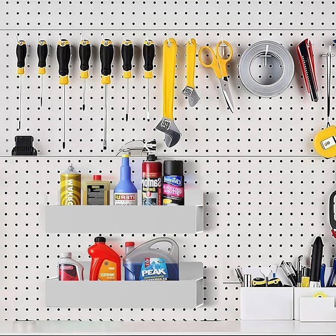 Magnetic Spice Rack Organizer for Fridge Seasoning Organizer for Kitchen Storage With Screw Magnetic Shelf for Oven, RV,Garage,Bathroom (Grey, 4pack)