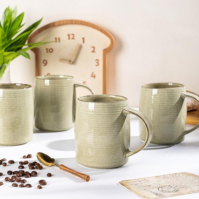 GBHOME Large Coffee Mugs Set of 4, 18oz Handmade Ceramic Coffee Mugs Set with Gradient color for Latte/Tea/Beer/Hot Cocoa, Dishwasher & Microwave Safe, Cappuccino