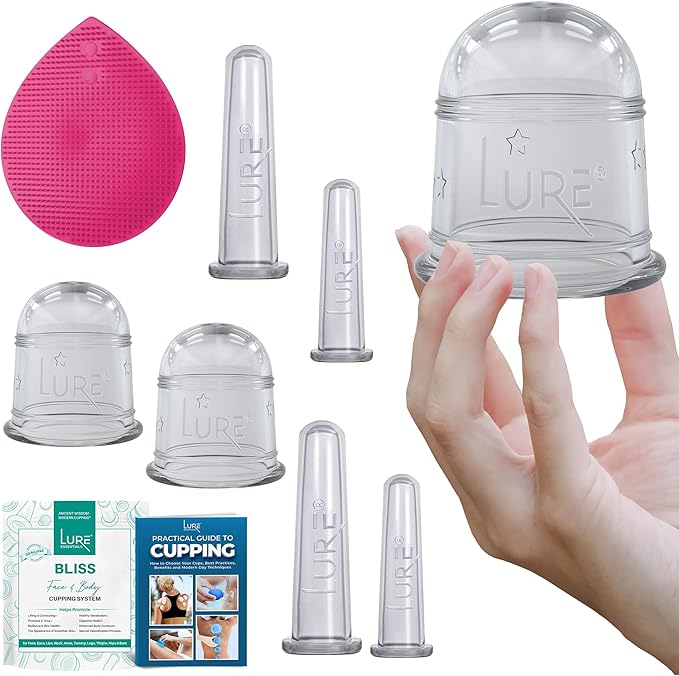 Bliss Face and Body Cupping Therapy Set – Includes Facial Cups for Cupping and Anti-Cellulite Cups - Release Fascia, Lymphatic Drainage, Natural Pain Relief