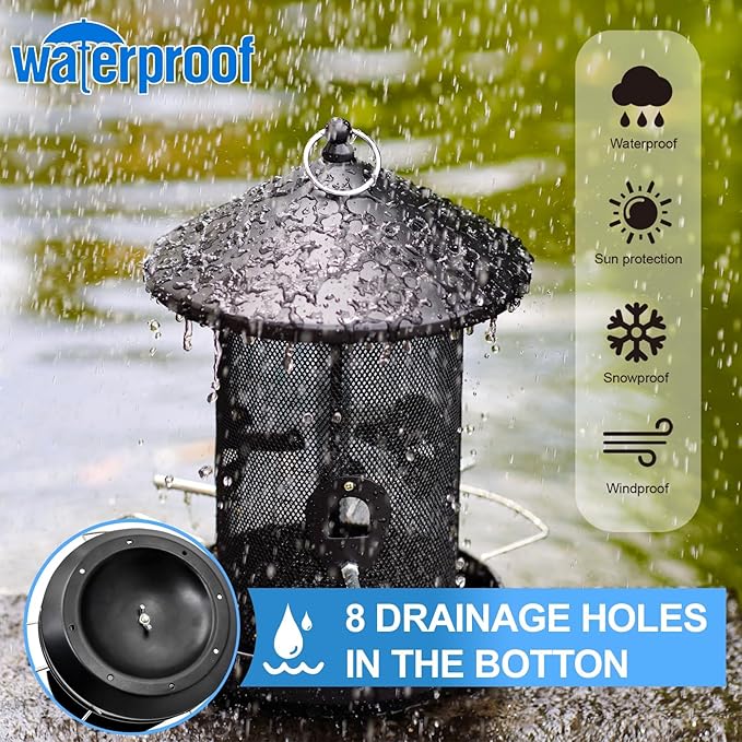 Large Bird Feeders for Outside: 12.6inch Metal for Outdoors Hanging with Black for Garden Yard Outside Decor Cardinal Finch -