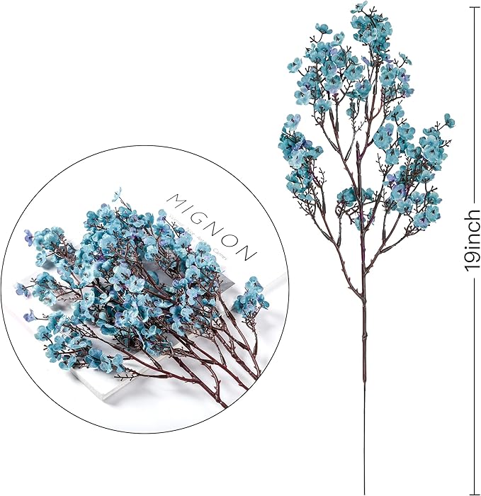 Sggvecsy 15 Pcs Babys Breath Artificial Flowers Gypsophila Bouquets Bulk Real Touch Fake Silk Flowers for Home DIY Floral Arrangement Table Centerpiece Fall Thanksgiving Autumn Decoration (Fall Blue)