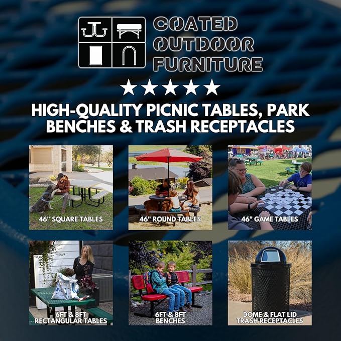 TRD3-GRY Heavy Duty Round Portable Picnic Table 3 Seat Handicap Accessible, 46", Grey, Made in America