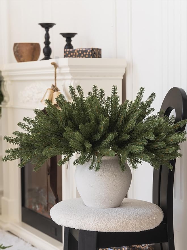 MISSPIN 12 Pcs 19.5 Inches Christmas Cedar Branches, Cedar Artificial Christmas Branches DIY Crafts Faux for Xmas Indoor Outdoor Home Decor