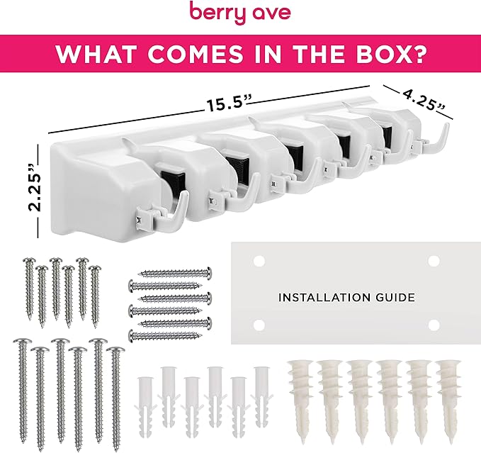 EXTRA GRIP Mop & Broom Holder Wall Mount - Wall Hanging Garden Tool & Utility Closet Organizer, Mop & Broom Hook, Broom Hanger Wall Mount, Mop Broom Organizer, Wall Mounted Broom Rack Mop Storage